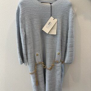 Gucci Light Blue Mini Dress with Gold Accents
